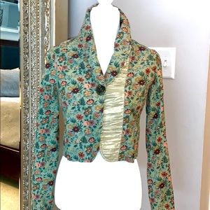 Cropped lined floral print jacket
